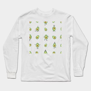 Avocados practicing yoga with cute expression Long Sleeve T-Shirt